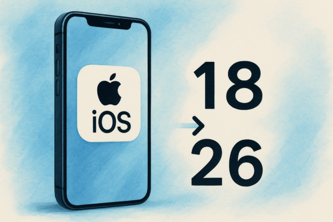image of an iPhone and the numbers 18>26